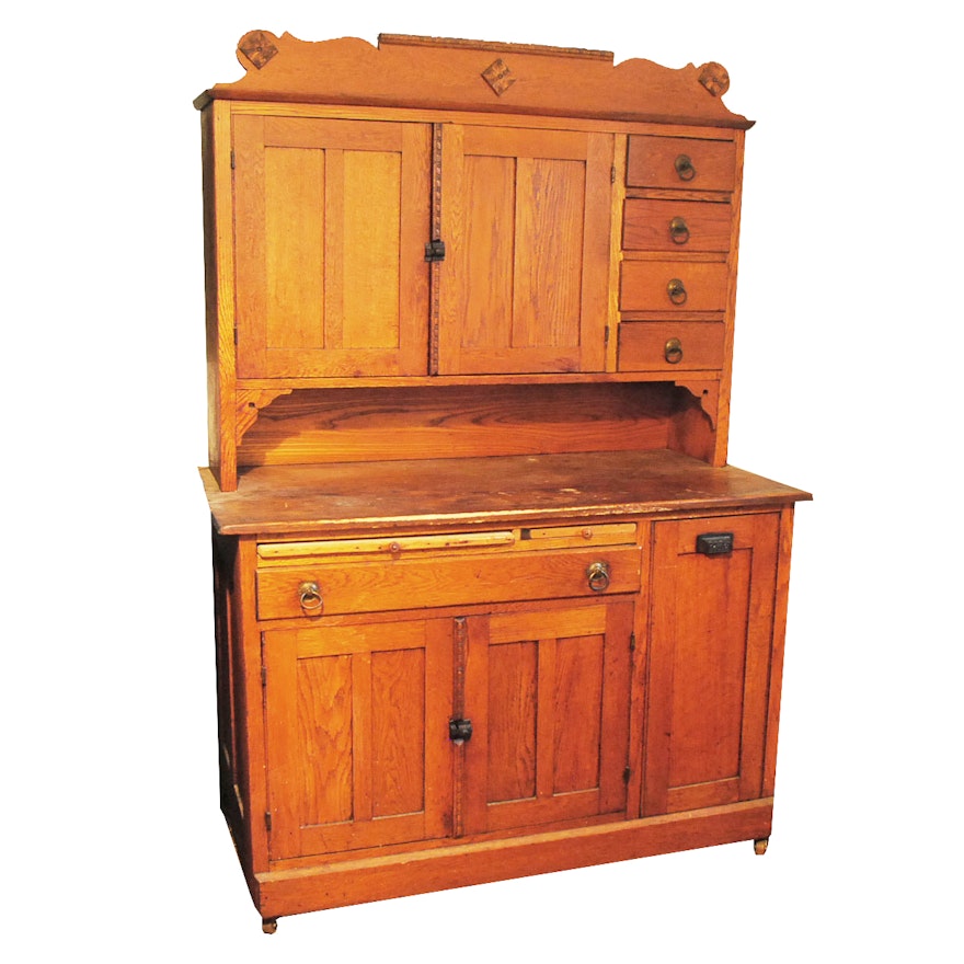 Antique Oak Kitchen Hutch