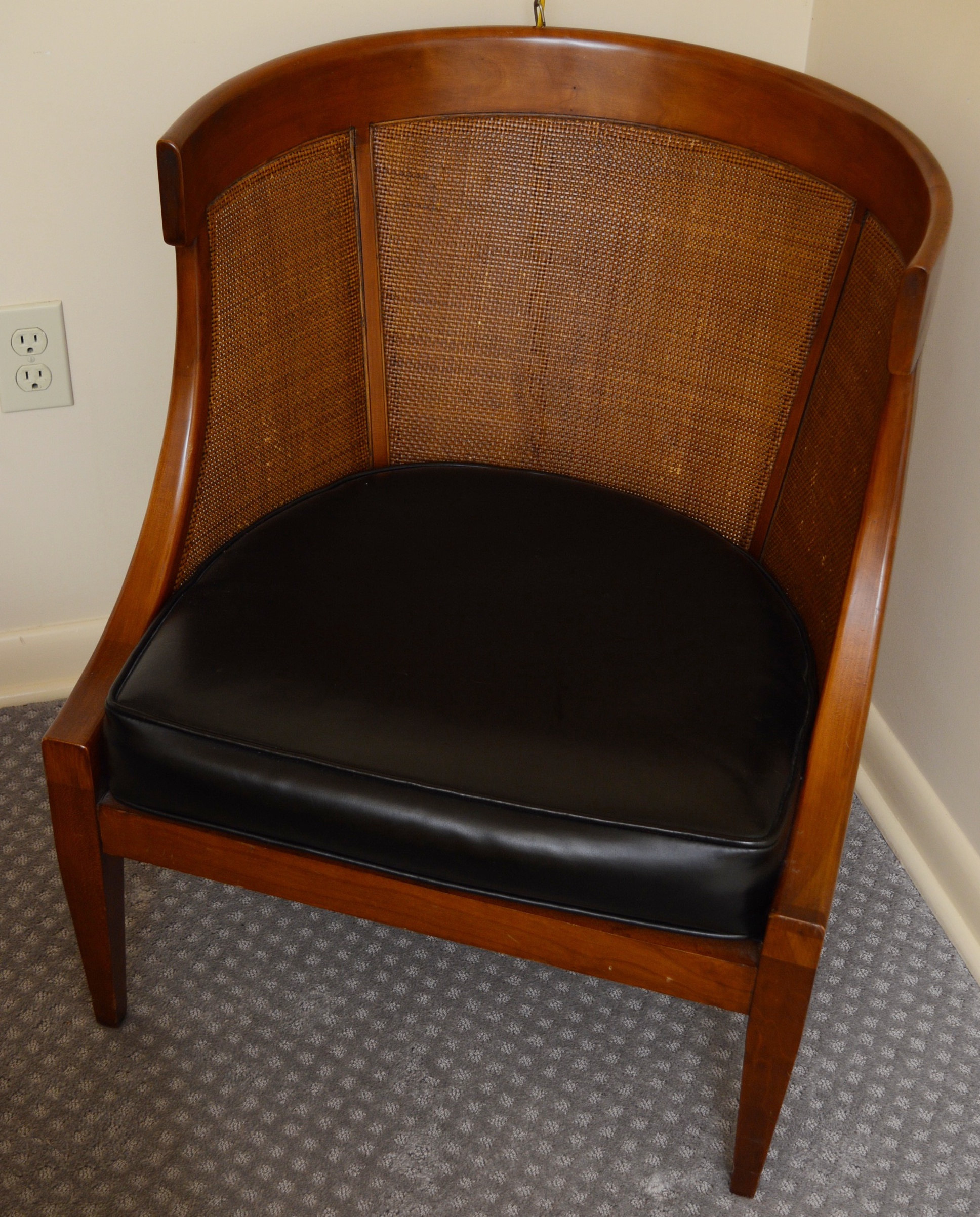 Vintage Barrel Cane Back Chair