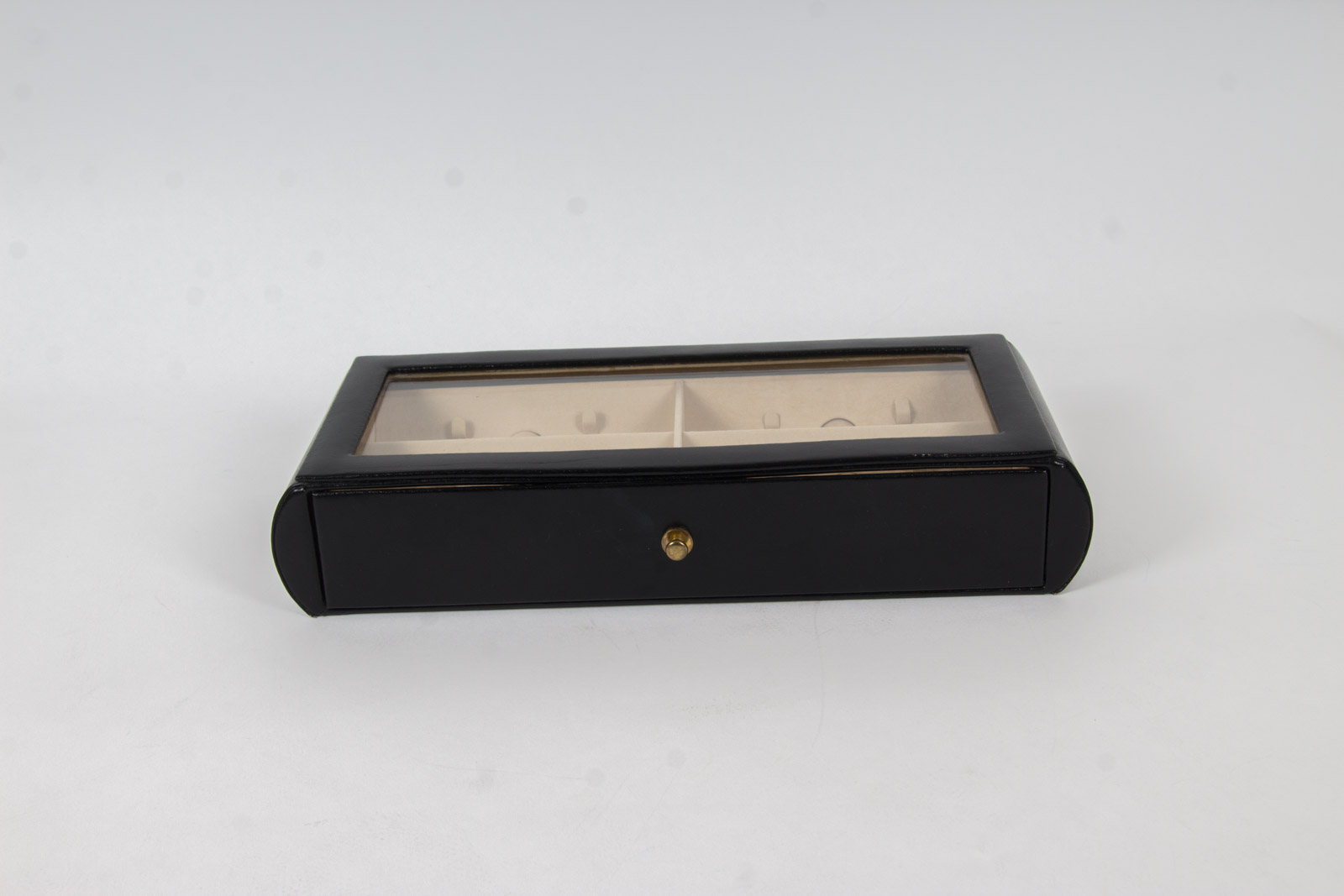 Wolf Design Leather and Glass Jewelry Box