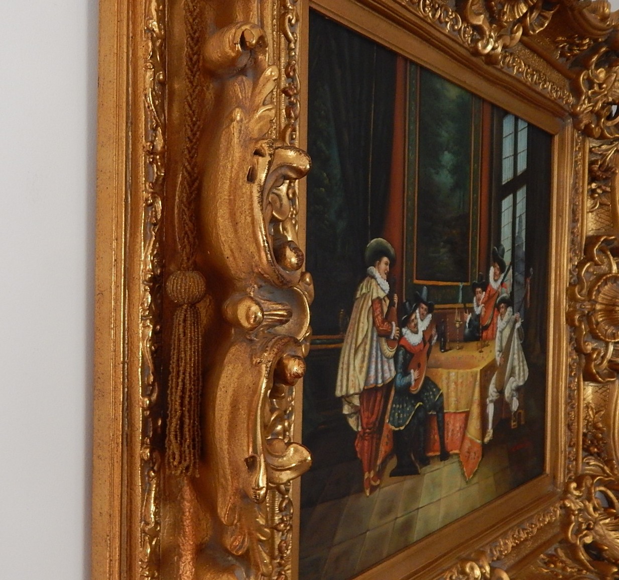 Elizabethan Musicians Original Oil on Canvas Signed C. Kramer