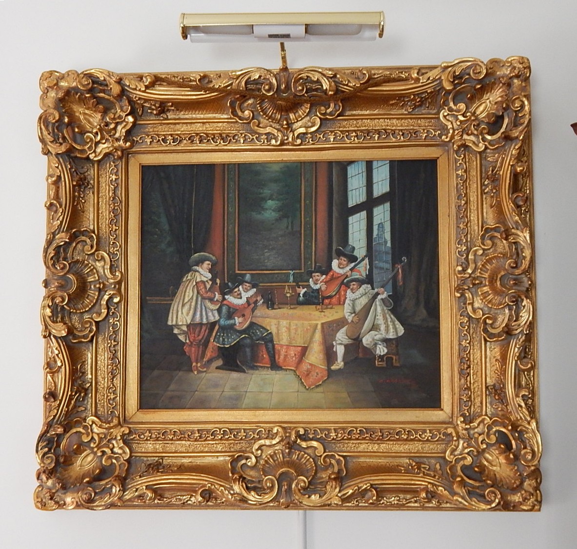 Elizabethan Musicians Original Oil on Canvas Signed C. Kramer