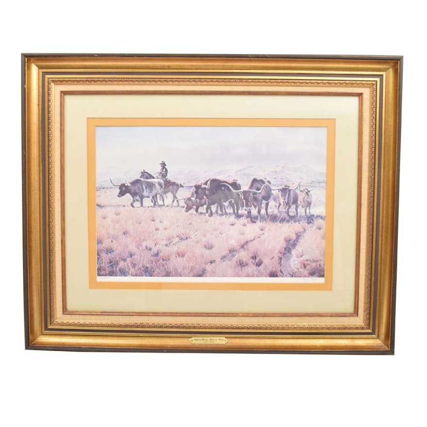 James Boren Limited Edition Offset Lithograph "Before Fences Came to Texas"