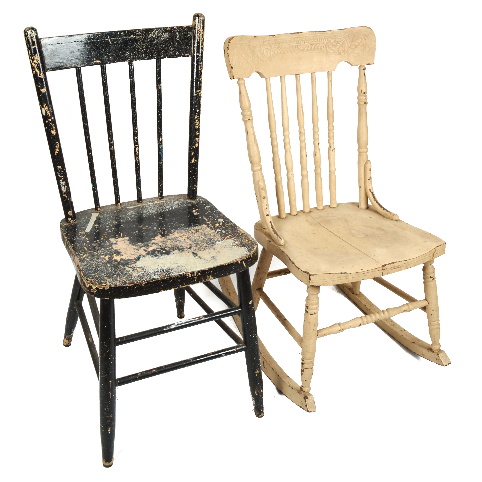 Two Vintage Farmhouse Chairs