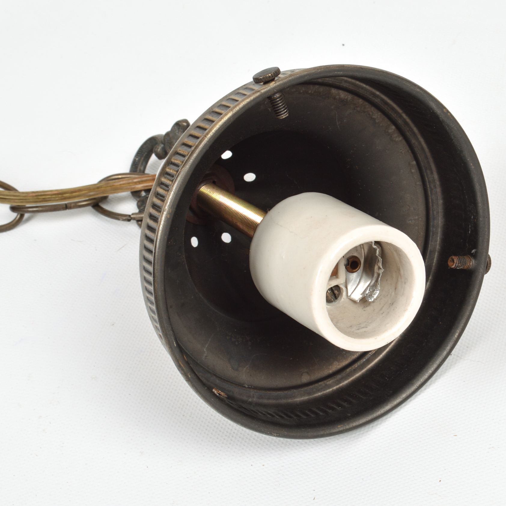 Vintage Amber Glass Swag Lamp