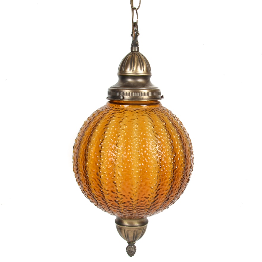 Vintage Amber Glass Swag Lamp