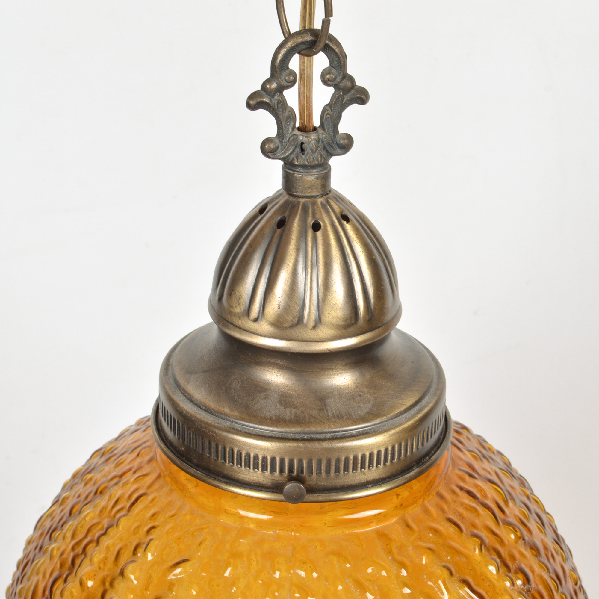 Vintage Amber Glass Swag Lamp