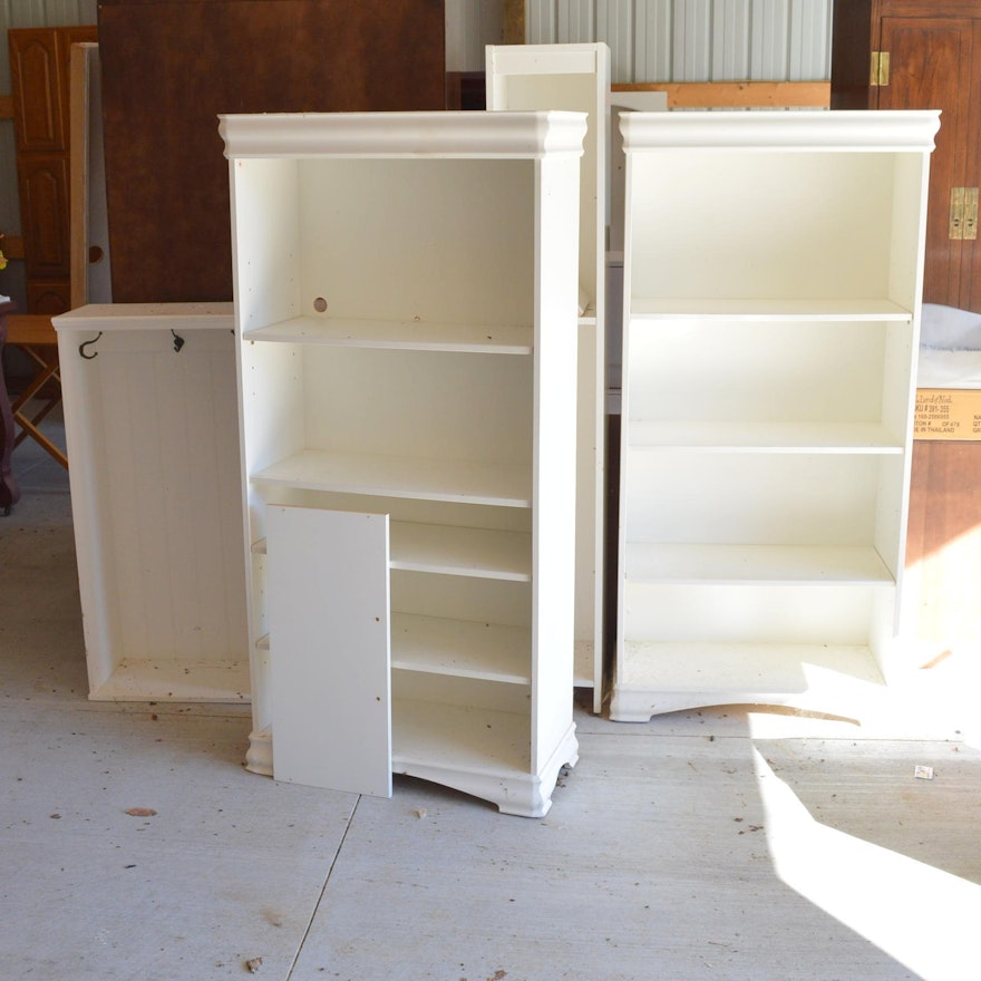 White Bookshelves and Coat Cabinets