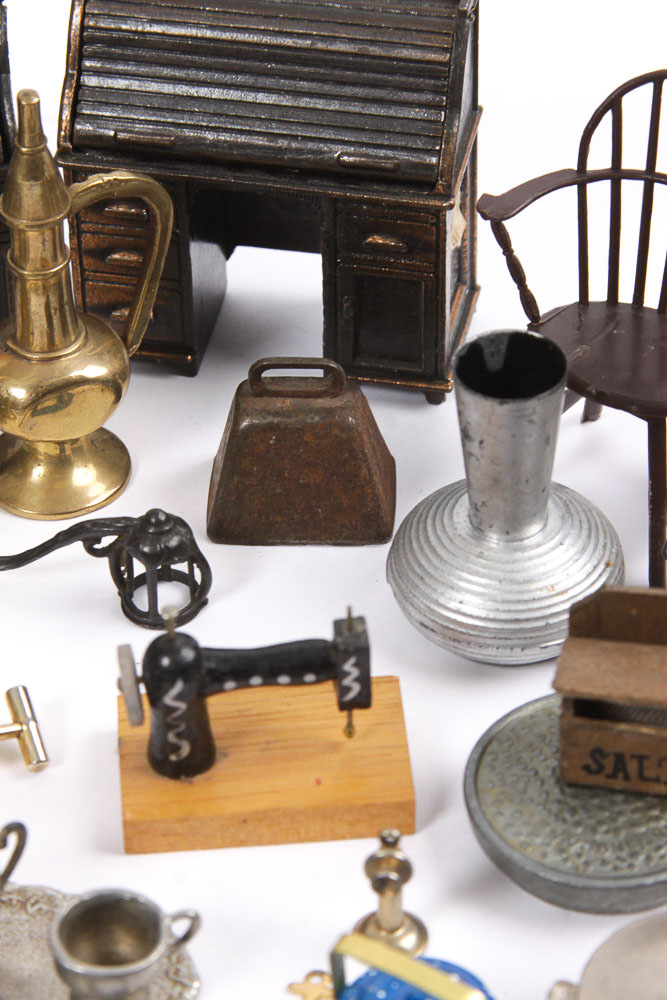 Collection of Miniature Doll House Furniture and Accessories