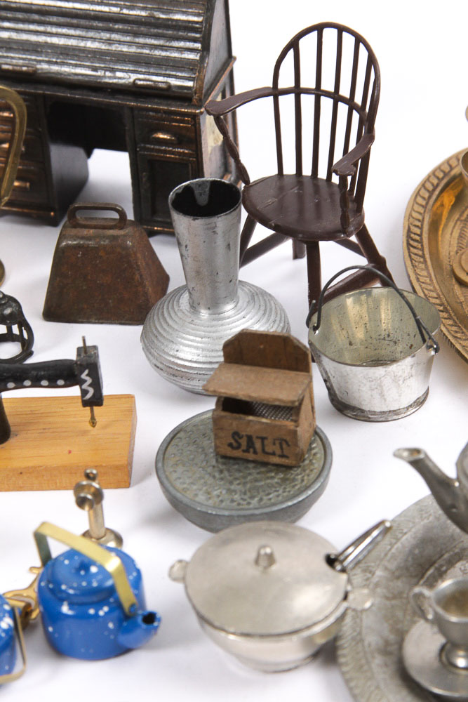 Collection of Miniature Doll House Furniture and Accessories