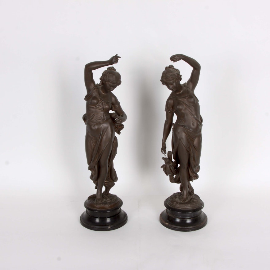 Neoclassical Bronze Tone Statues