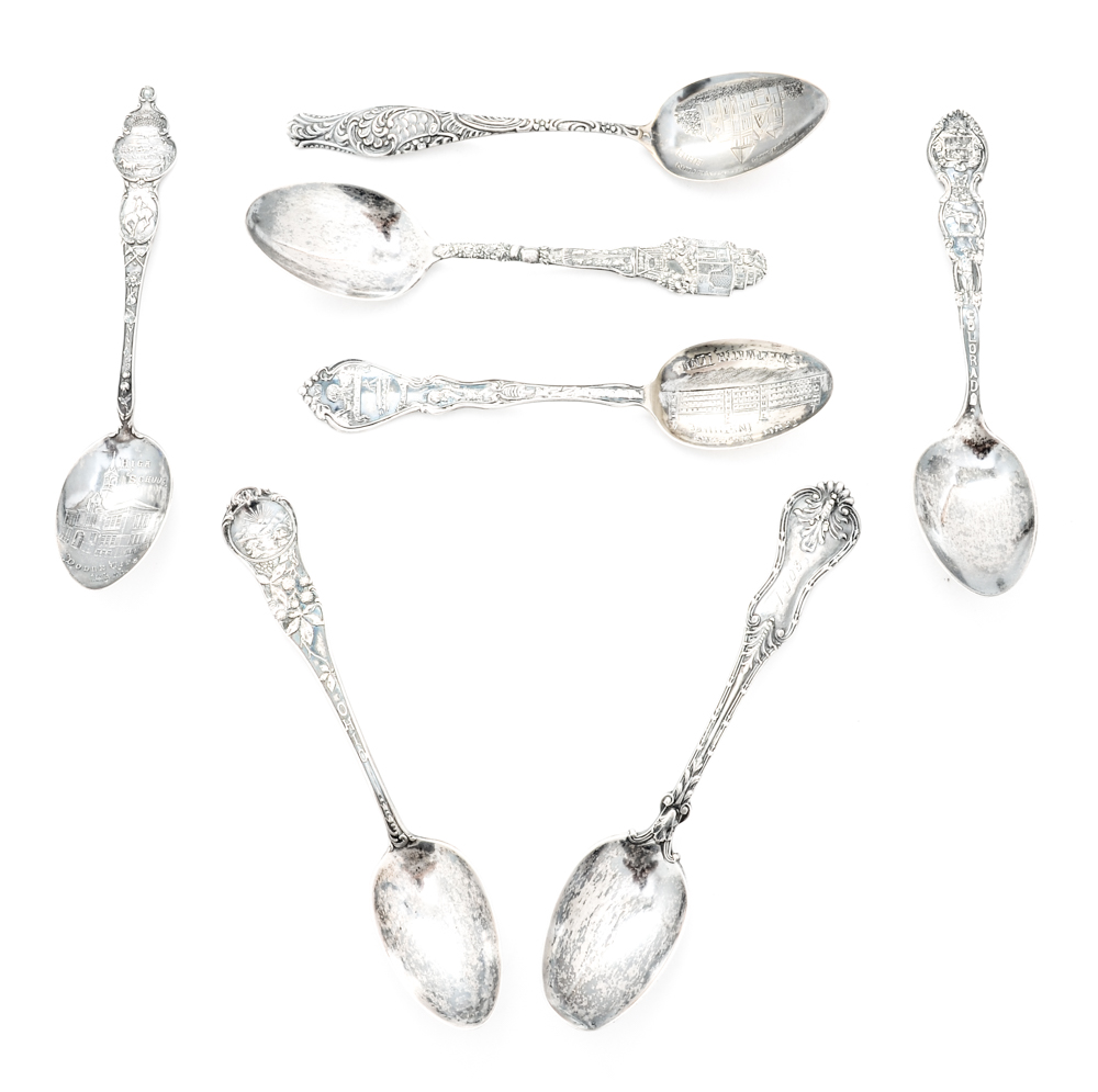 Collection of Vintage Sterling Silver Souvenir Spoons
