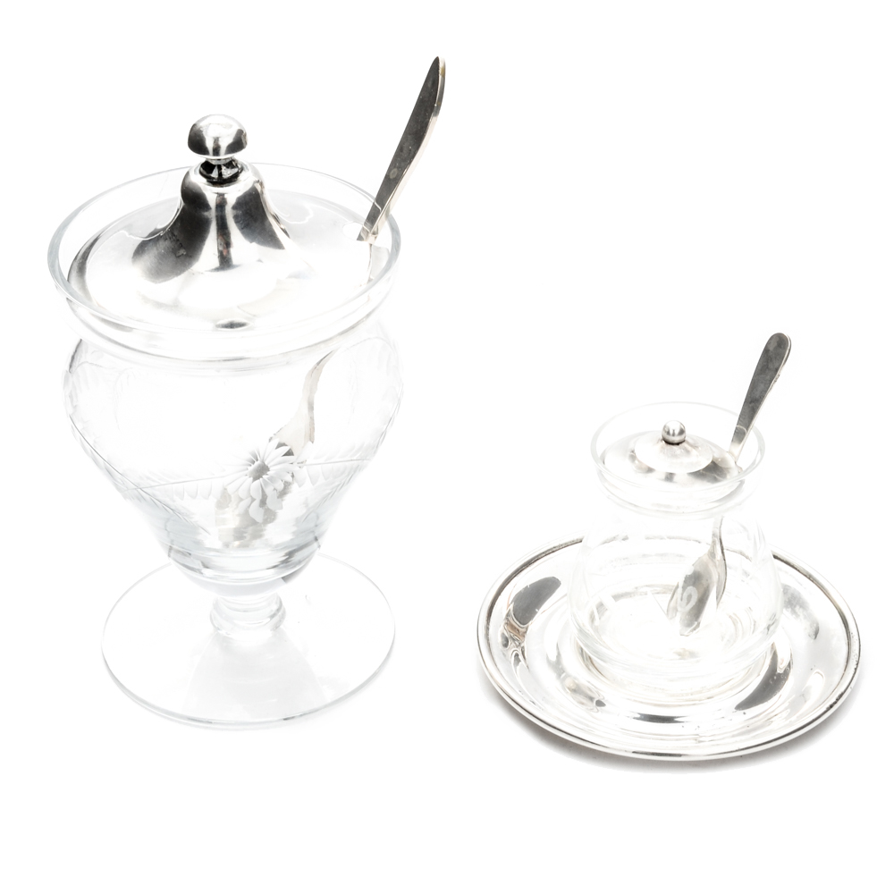 Matthews Company and Webster Co. Sterling Silver and Etched Glass Tableware