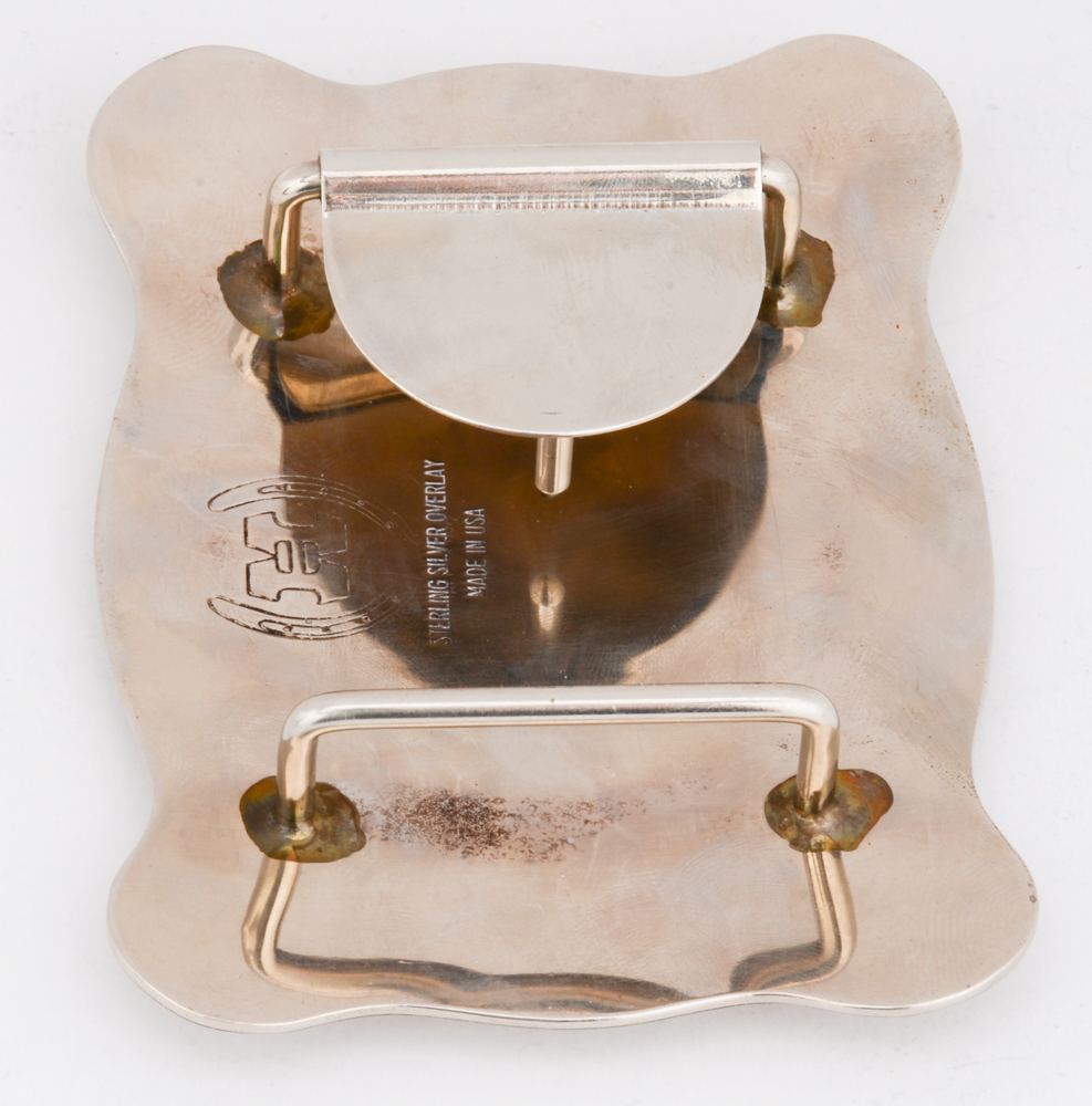 Engraved Silver Plated Belt Buckle