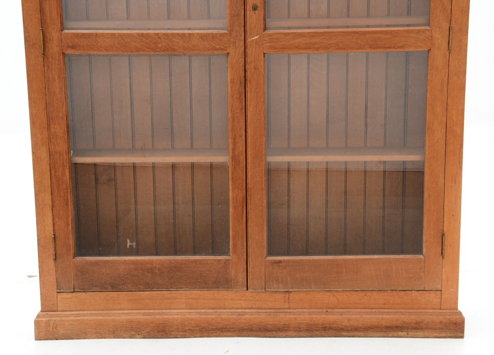 Antique Oak Bookcase with Glass Doors