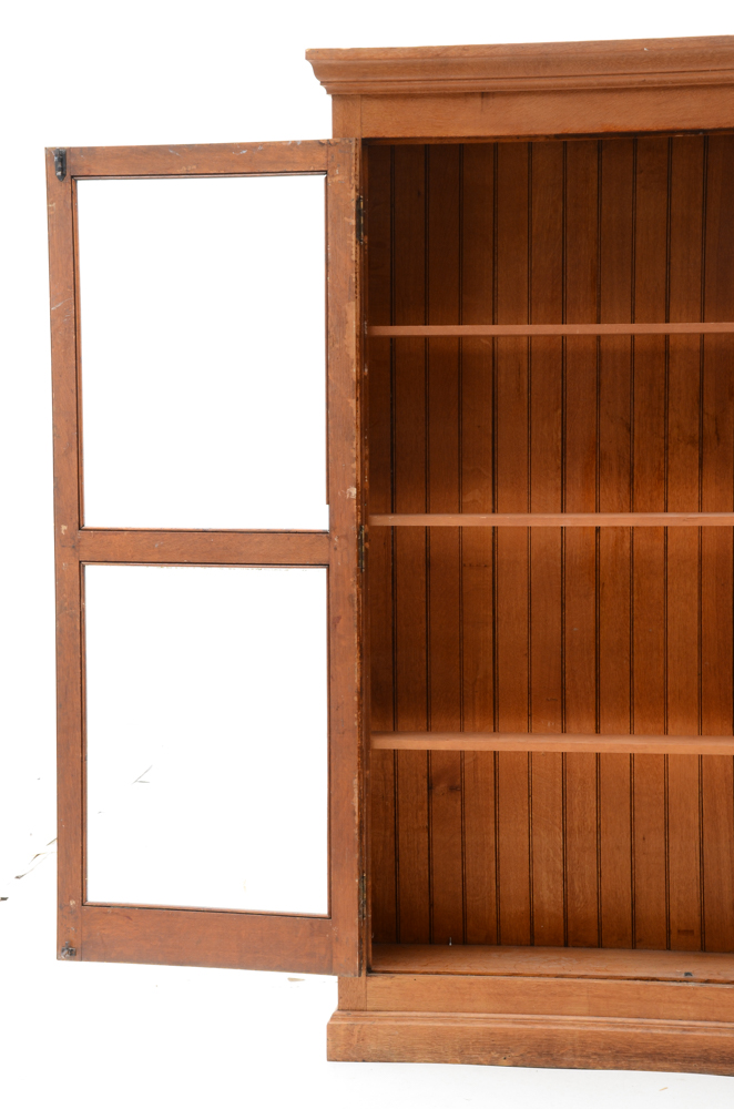Antique Oak Bookcase with Glass Doors
