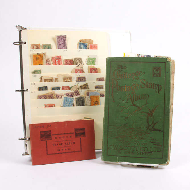 Postage Stamp Collection In Vintage Albums