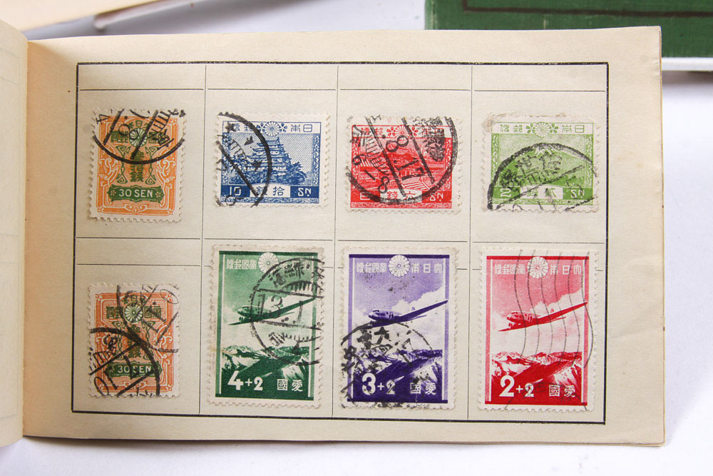 Postage Stamp Collection In Vintage Albums