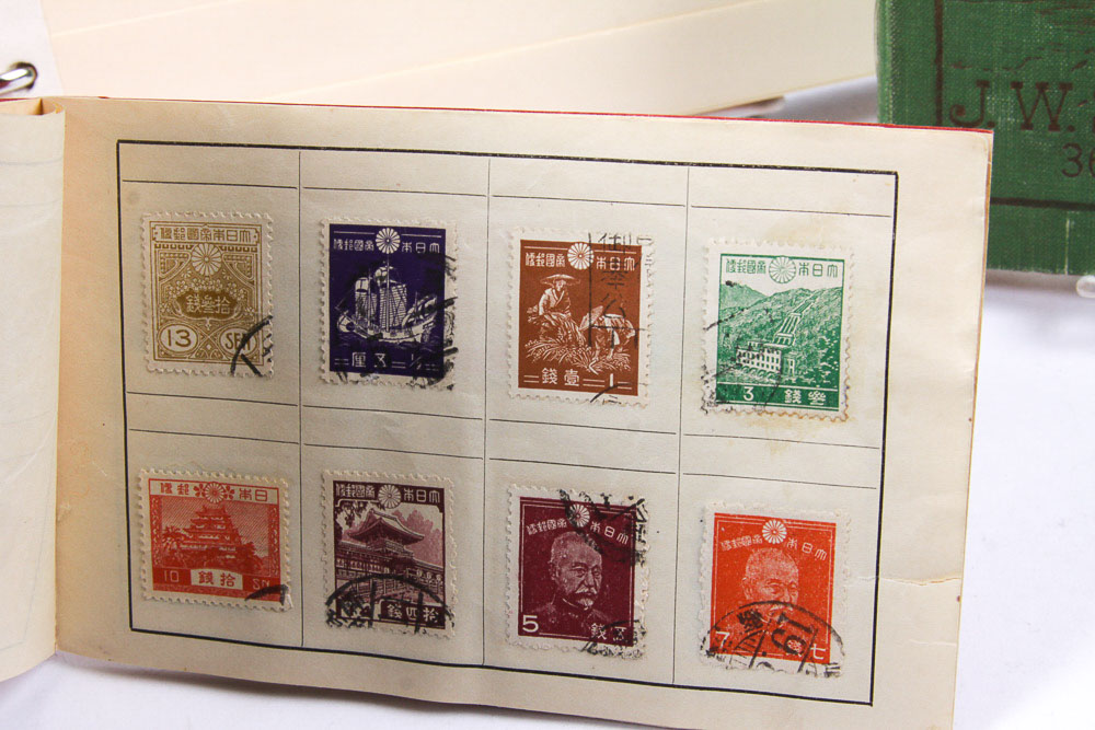 Postage Stamp Collection In Vintage Albums