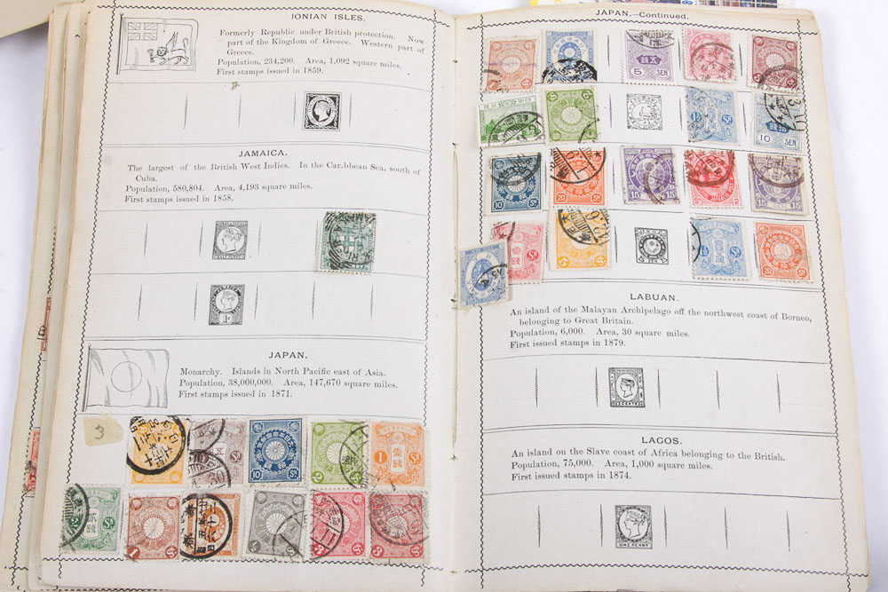 Postage Stamp Collection In Vintage Albums