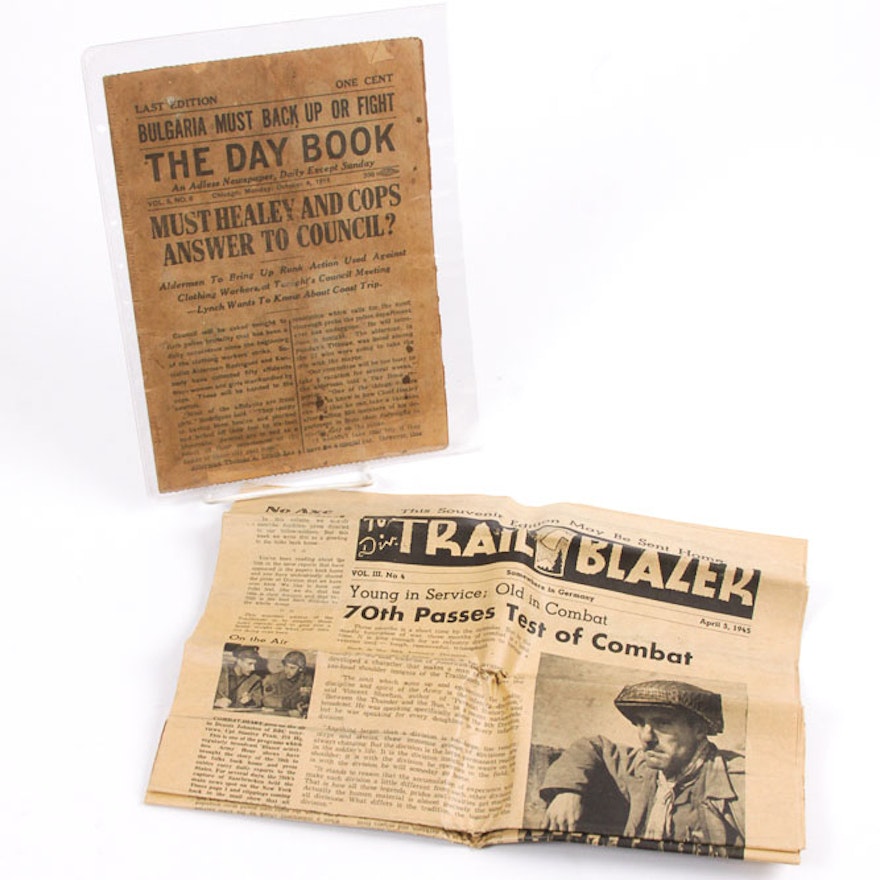 Vintage World War I and II-Era Newspapers