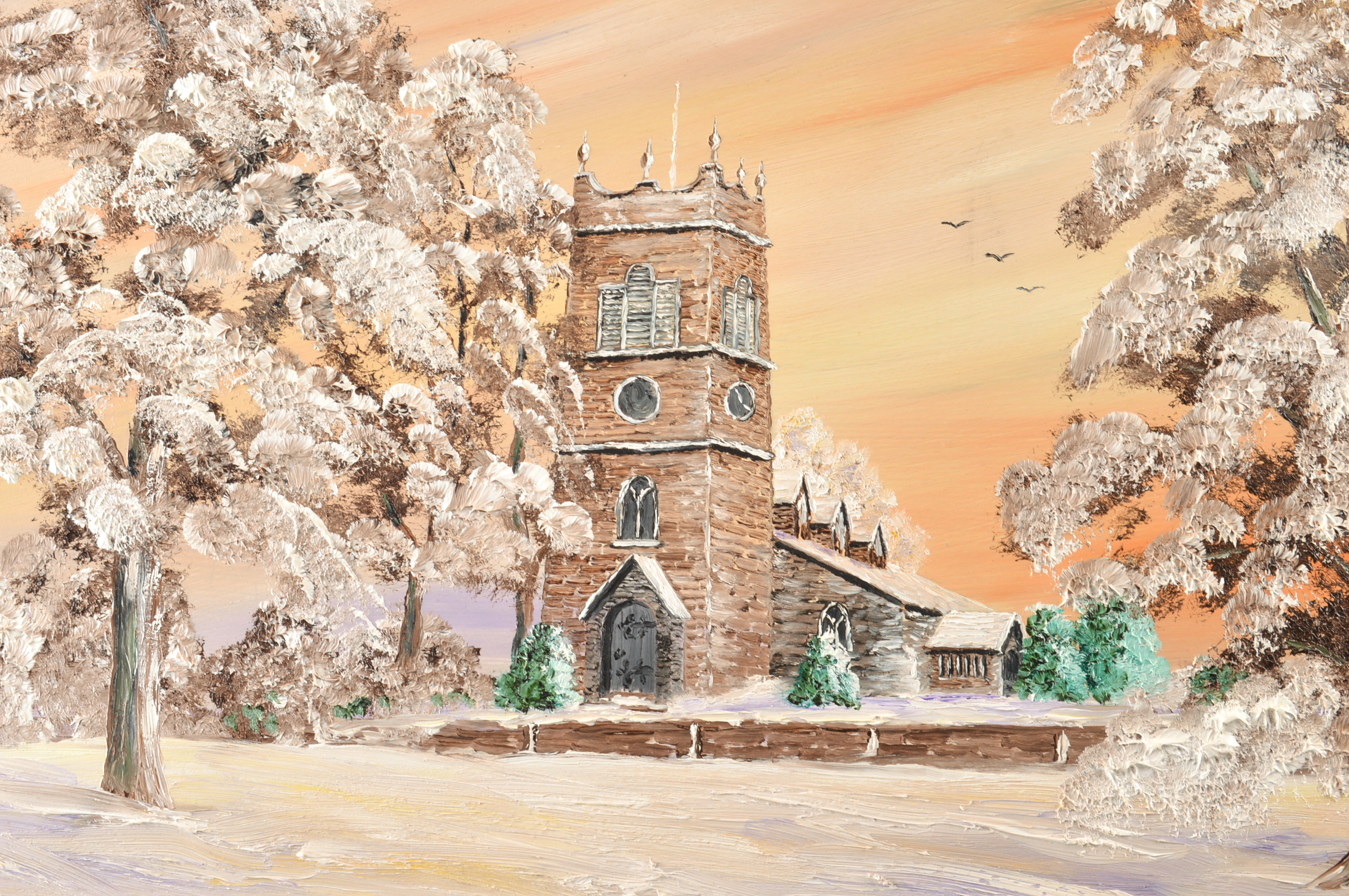 D. Woodbine Oil on Board Winter Landscape Painting