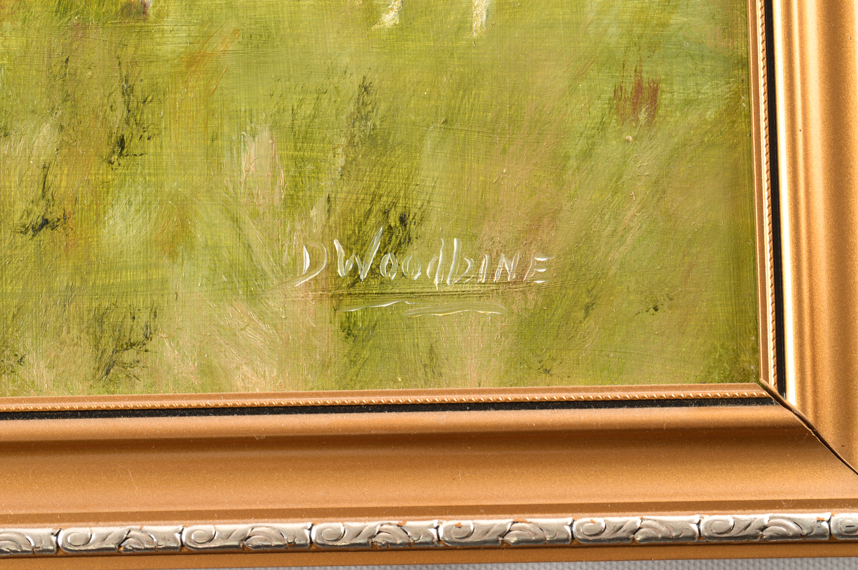 Vintage D. Woodbine Oil on Board Painting of a Foxhunt