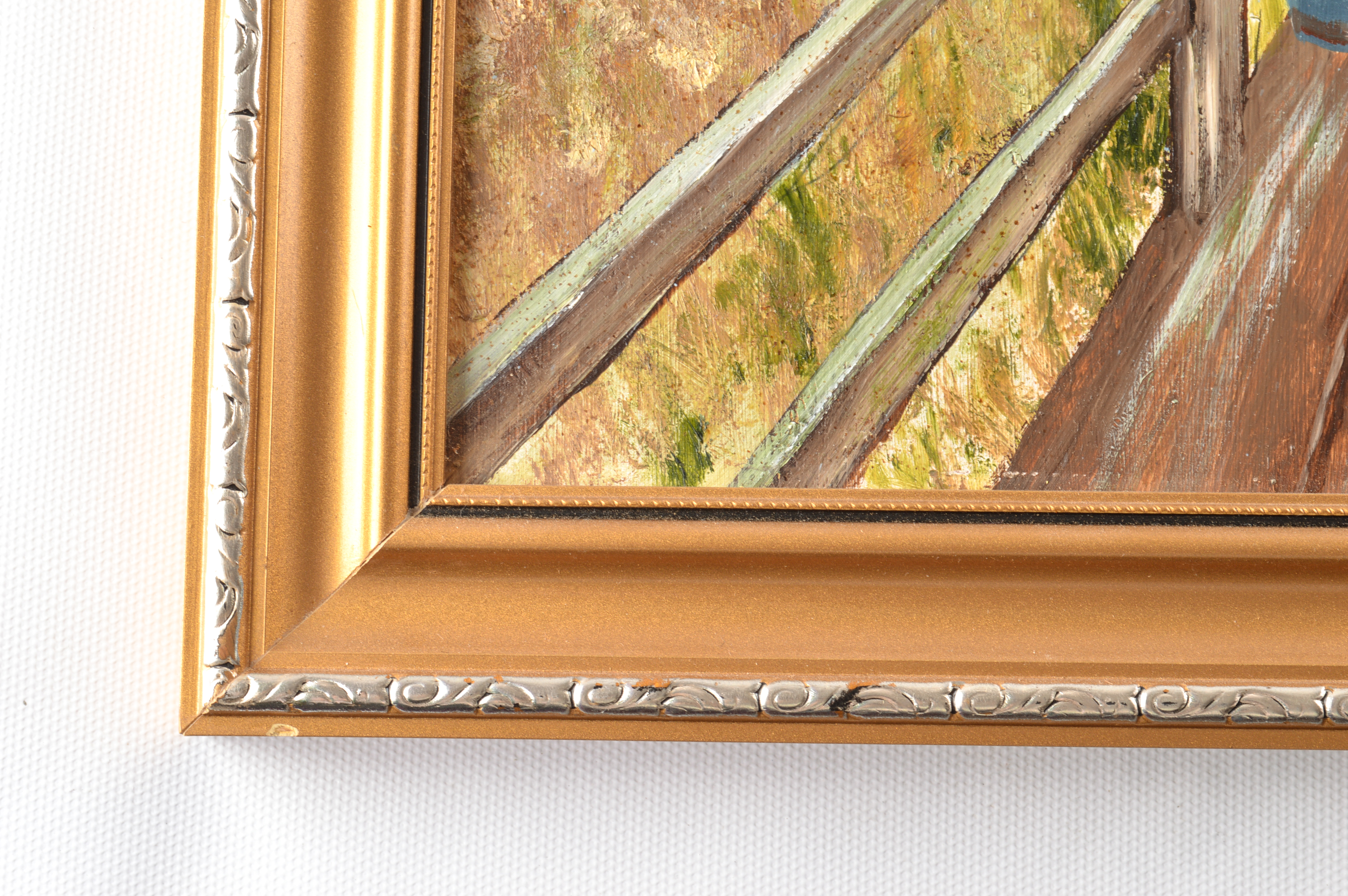 Vintage D. Woodbine Oil on Board Painting of a Foxhunt