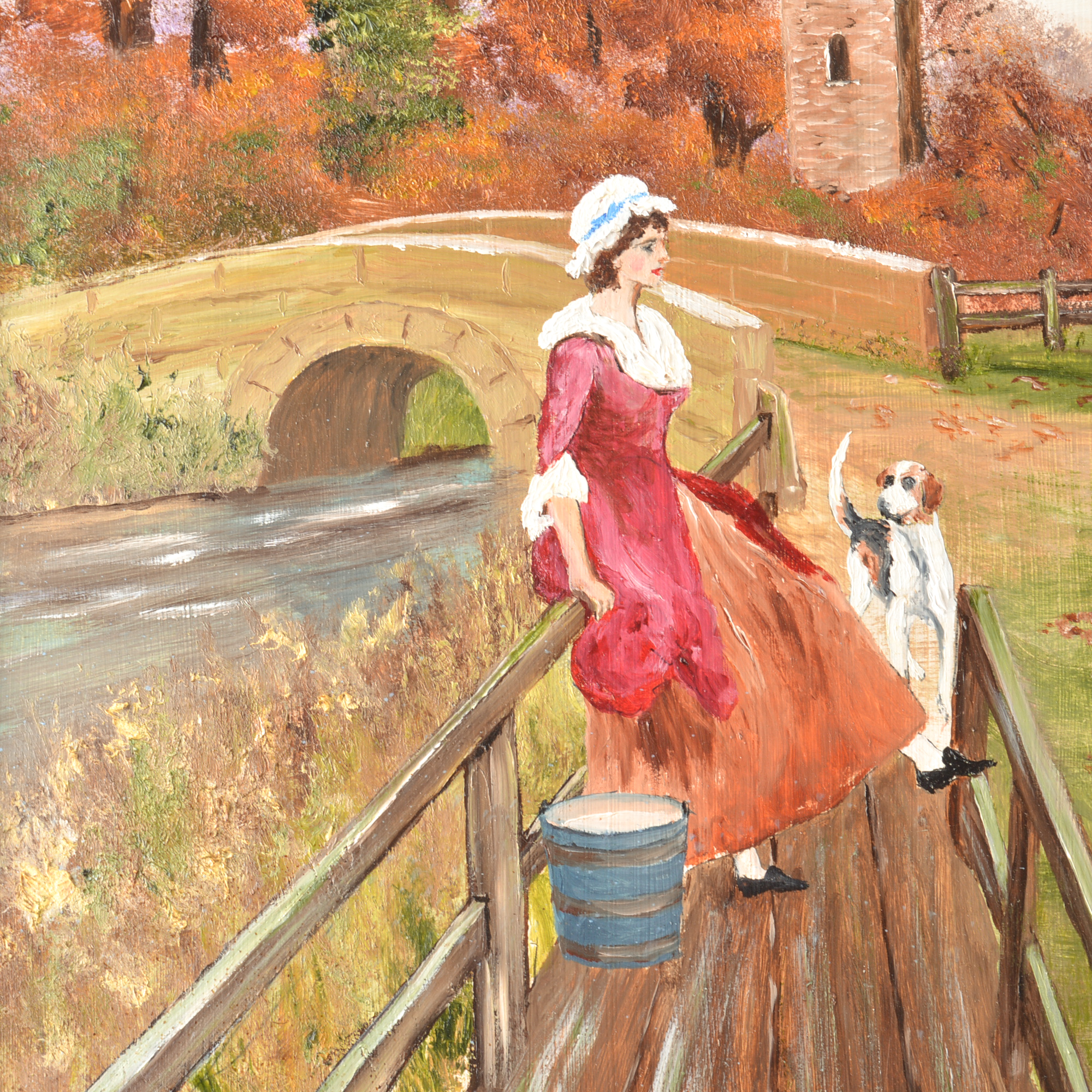 Vintage D. Woodbine Oil on Board Painting of a Foxhunt