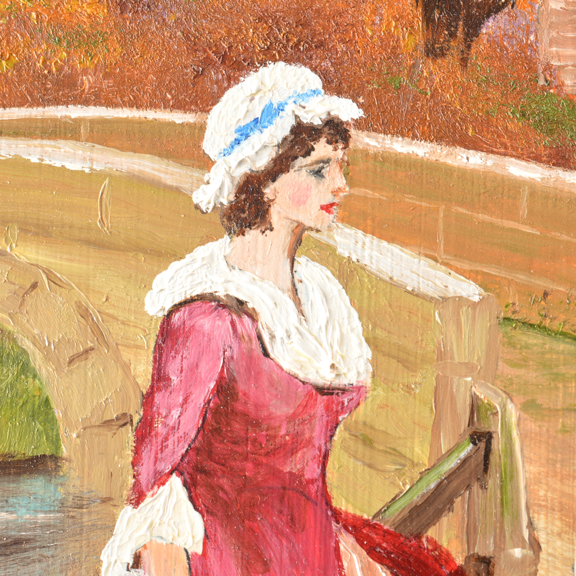 Vintage D. Woodbine Oil on Board Painting of a Foxhunt