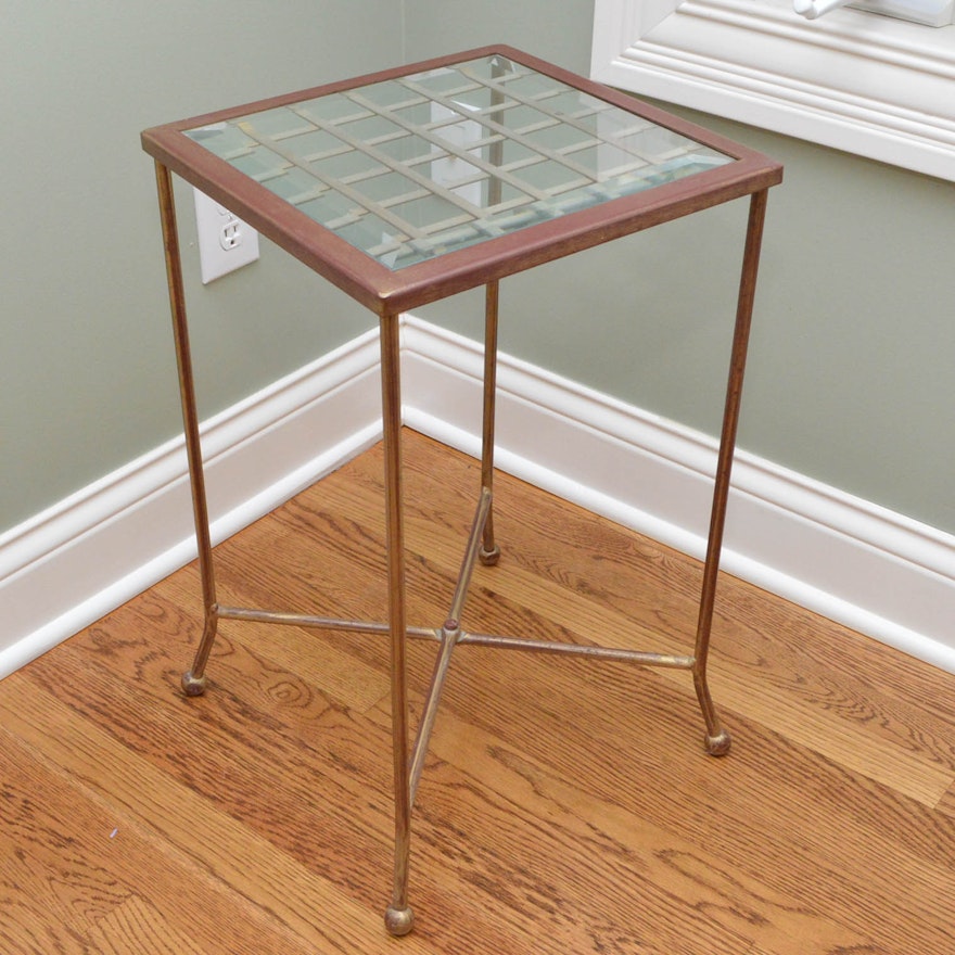 Metal Glass Top Side Table