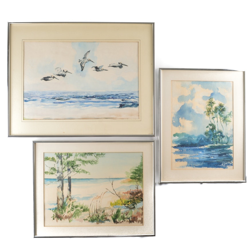 Three Original Jack Smith Watercolor Paintings