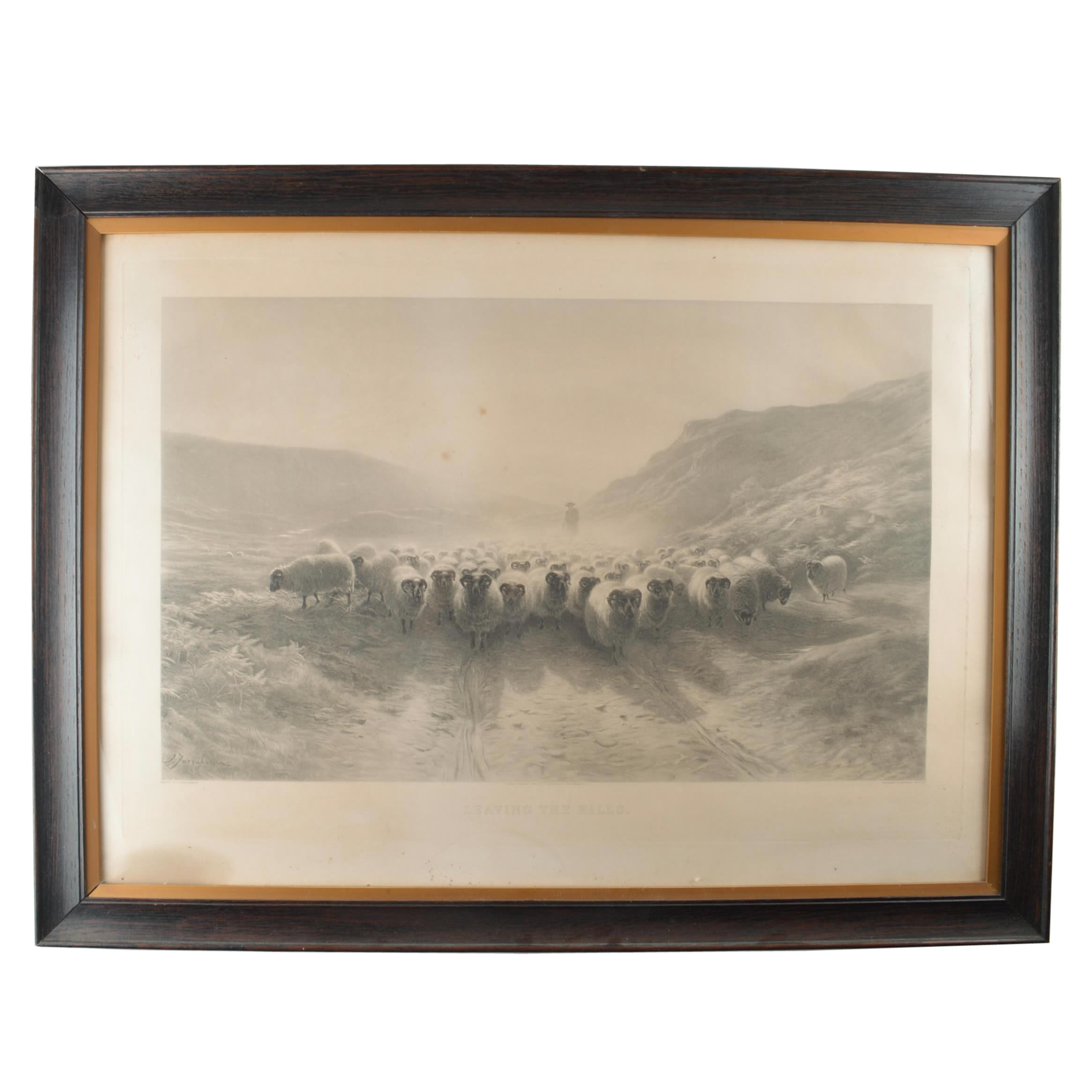 Antique Joseph Farquharson Intaglio Engraving "Leaving The Hills"