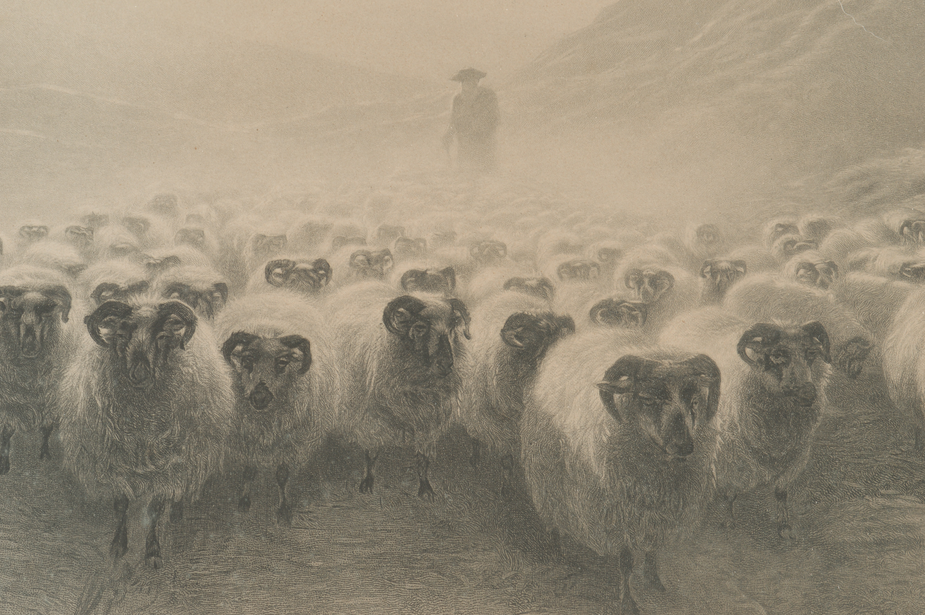 Antique Joseph Farquharson Intaglio Engraving "Leaving The Hills"