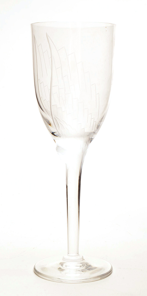 Pair of Lalique Crystal Wine Glasses with Angel Motif