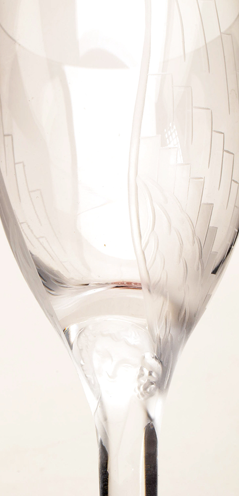Pair of Lalique Crystal Wine Glasses with Angel Motif