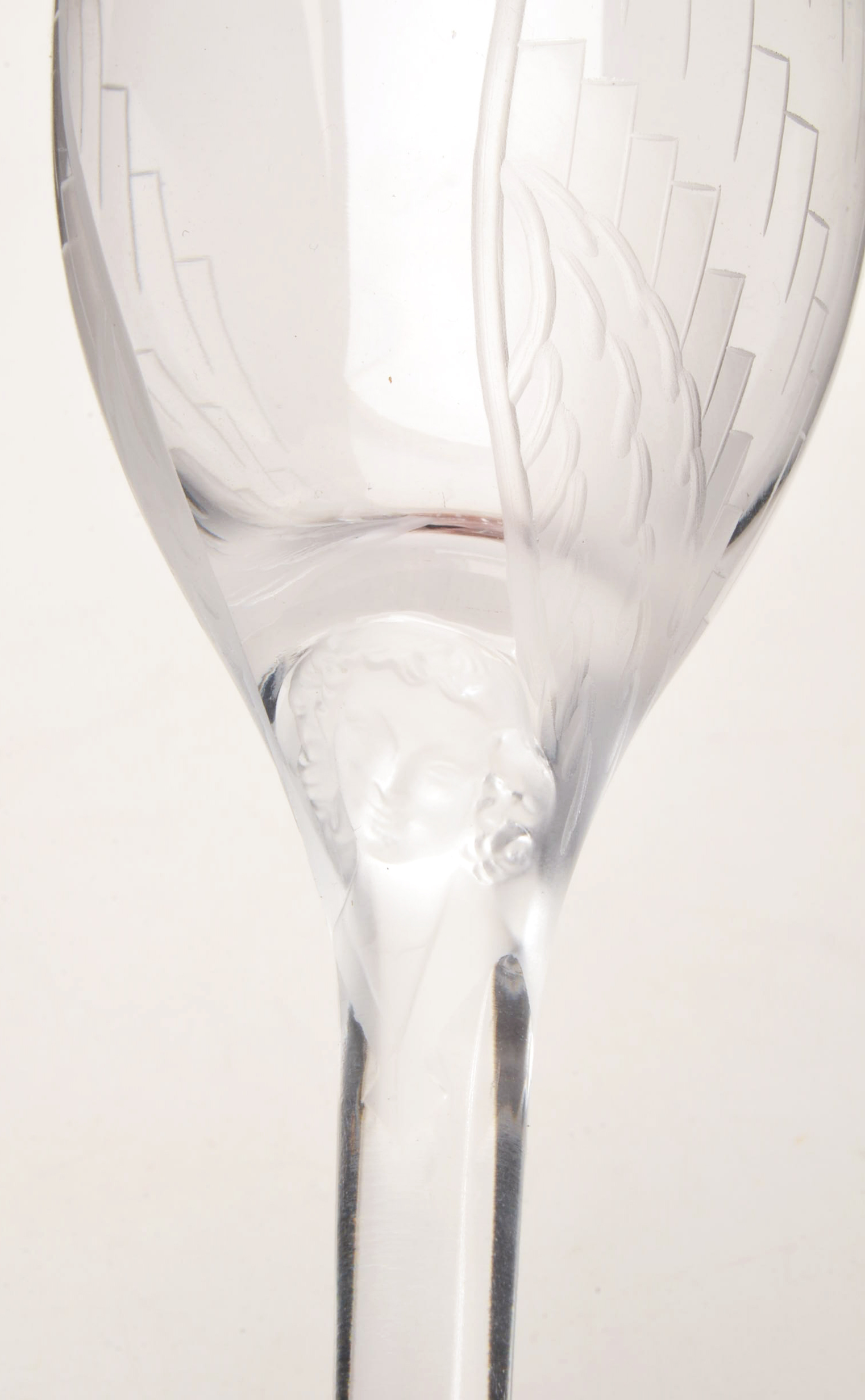 Pair of Lalique Crystal Wine Glasses with Angel Motif
