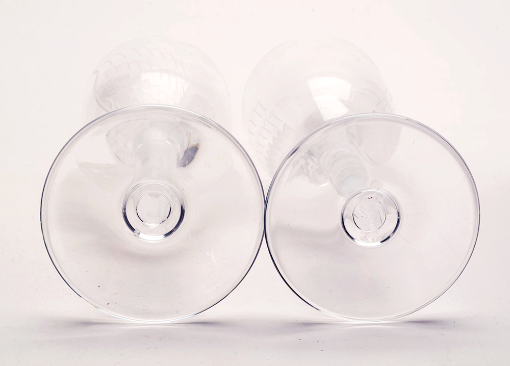 Pair of Lalique Crystal Wine Glasses with Angel Motif