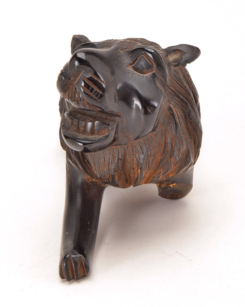 Antique Hand Carved Cherry Amber Lion Finial