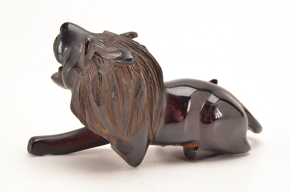 Antique Hand Carved Cherry Amber Lion Finial