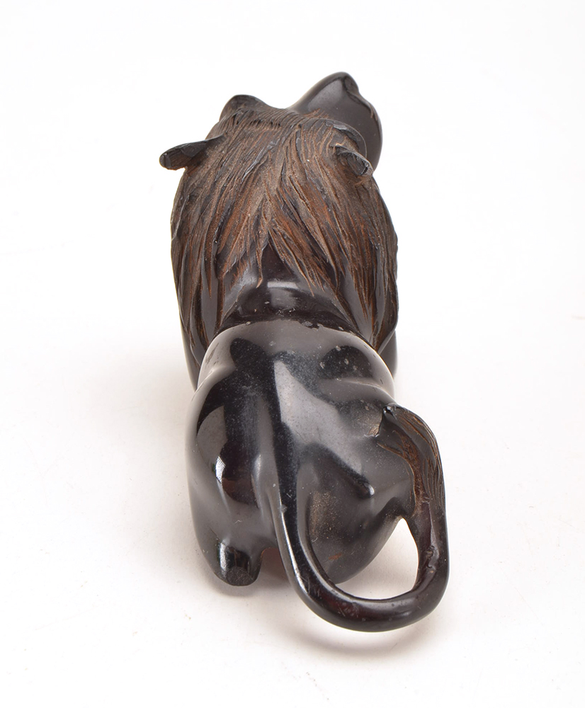 Antique Hand Carved Cherry Amber Lion Finial