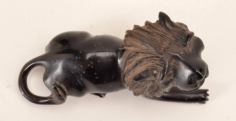 Antique Hand Carved Cherry Amber Lion Finial