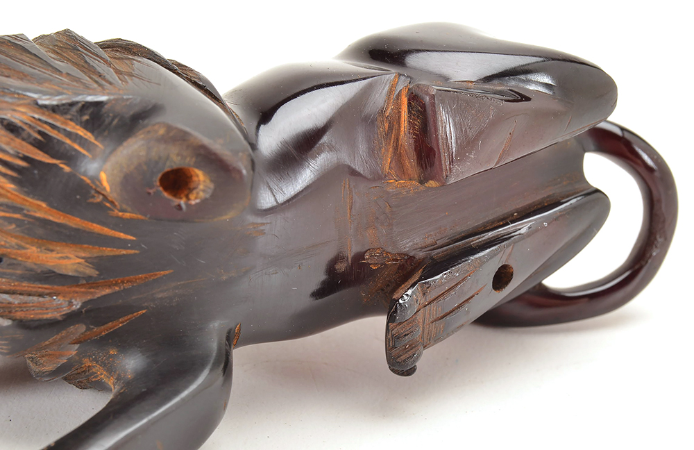 Antique Hand Carved Cherry Amber Lion Finial