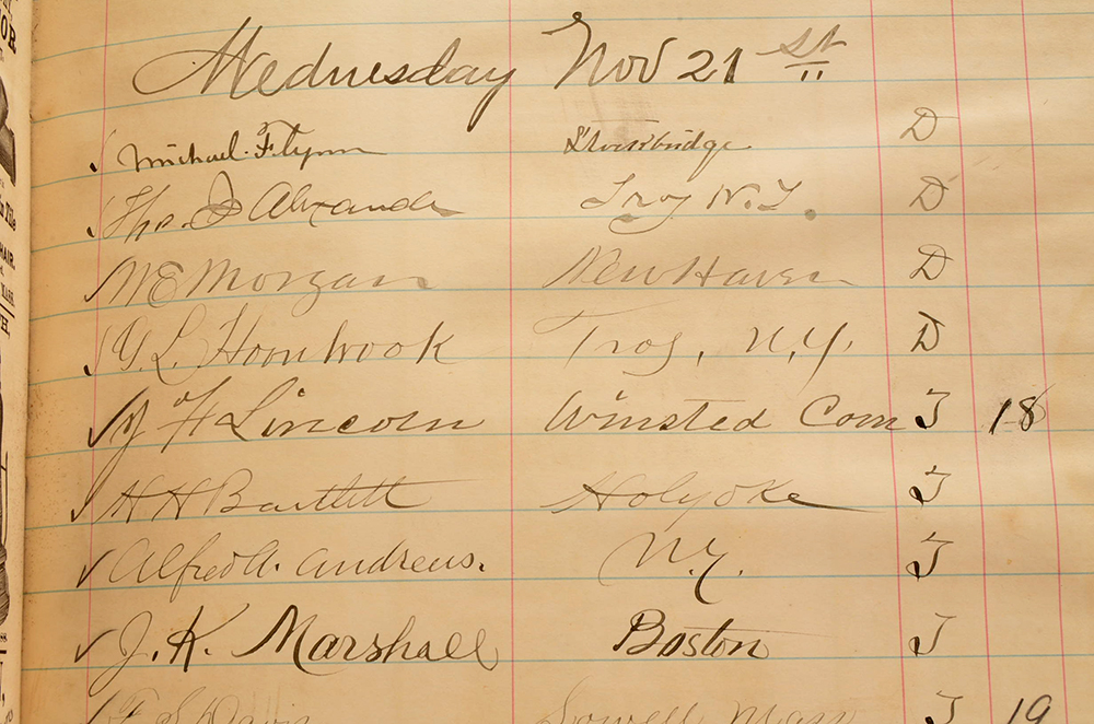 1888 Morgan House Inn Hotel Register