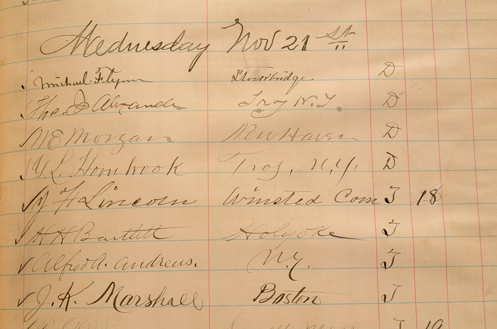 1888 Morgan House Inn Hotel Register