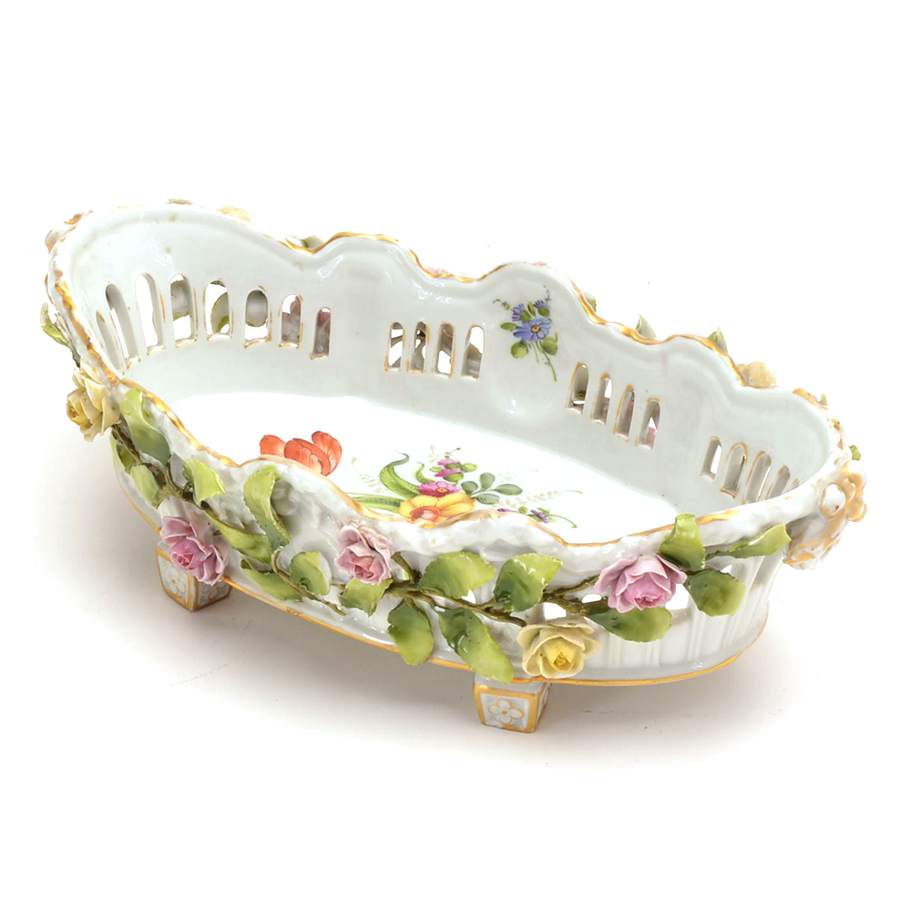 Antique Von Schierholz Porcelain Basket