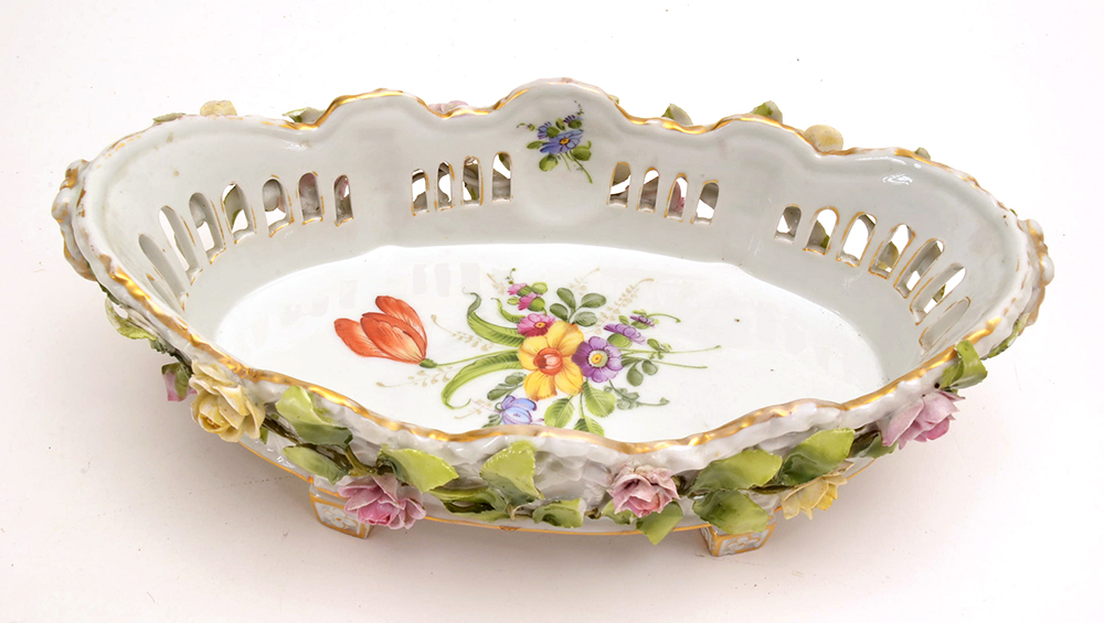 Antique Von Schierholz Porcelain Basket