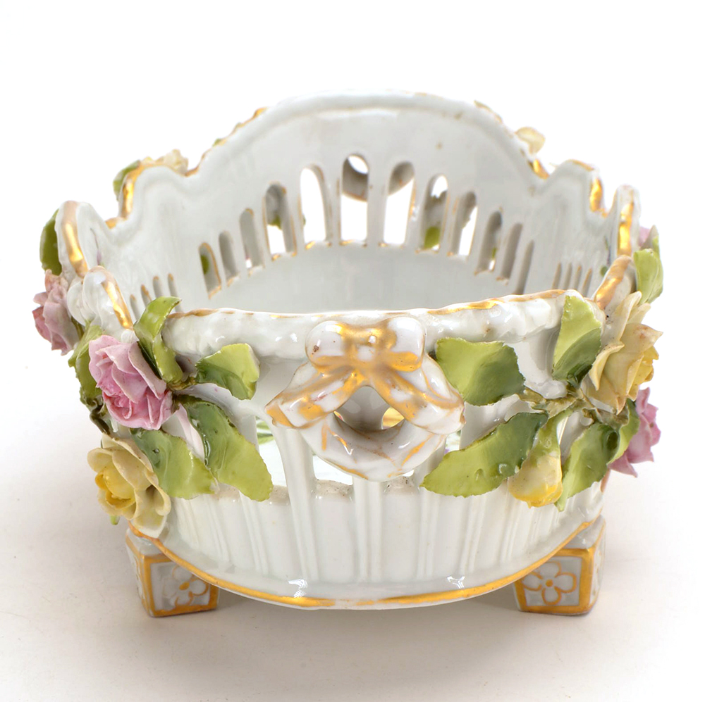 Antique Von Schierholz Porcelain Basket