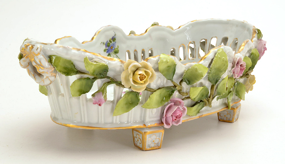 Antique Von Schierholz Porcelain Basket