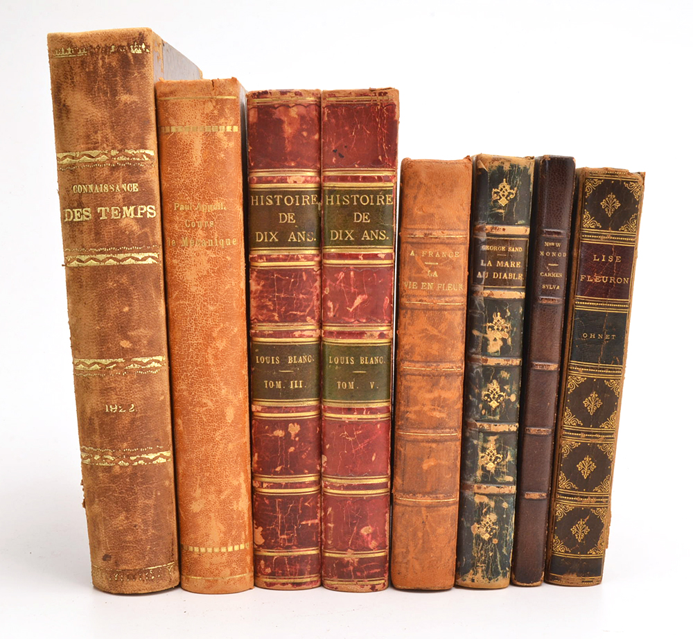 Group of Eight Finely Bound Antique French Hardcovers