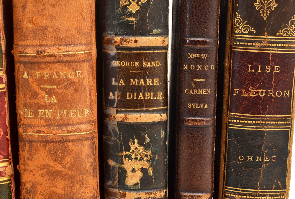 Group of Eight Finely Bound Antique French Hardcovers